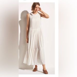 Vince Tiered, midi dress, shear white with slip